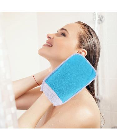 FOMIYES Exfoliating Bath Gloves and Mitts Set - Blue Turkish Towel for Body Scrubbing & Shower - 2pcs Kit for Kids & Adults - Buy Online on GoSupps.com