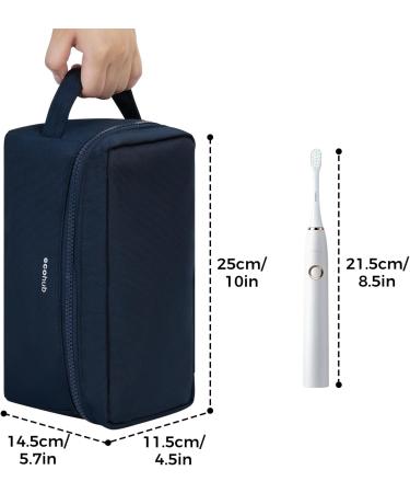 Ecohub Water-Resistant Travel Toiletry Bag for Men and Women - Wet/Dry Separation, Recycled PET, Zipper Pouch (Dark Blue) - Buy Online on GoSupps.com