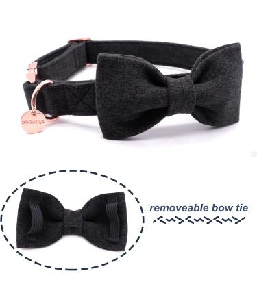 Dogwong Adjustable Black Dog Collar with Removable Fly - Comfortable Gift for Small to X-Large Dogs - Buy Online on GoSupps.com