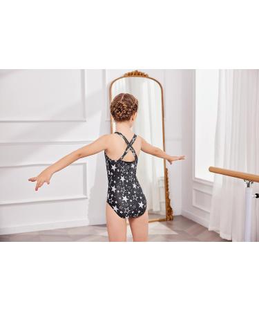 Arshiner Girls Gymnastic Ballet Leotard with Crisscross Straps and Hollow Back - Black/Star Print - Size 6-7 Years - Buy Online on GoSupps.com