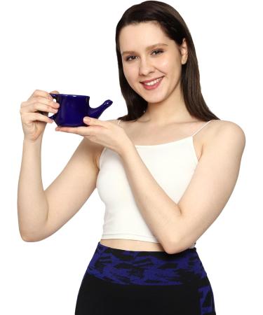 HealthGoodsIn Ceramic Neti Pot Spill Proof with 5 Sachet Neti Salt Microwave Safe - Violet Color - Buy Online on GoSupps.com