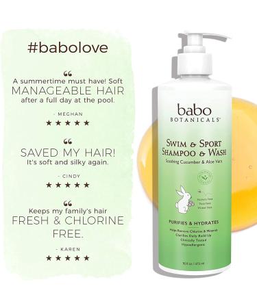 Babo Botanicals Purifying Swim & Sport Shampoo & Wash - Cucumber and Aloe Vera - 16 Fl Oz - Kids & Sensitive Skin (Pack of 1) - Buy Online on GoSupps.com