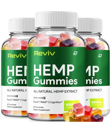 Reviv Hemp - with Hemp Seed Extract RevivHemp Gummies Tinnitus Herbal Supplement Health and Wellness Support All Natural Reviv Gummy (3 Pack - 180 Gummies)