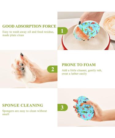 3-Pack Cleaning Kitchen Sponges Oval Vector Bird Seamless Pattern Kitchen Cellulose Dishwashing Wood Pulp Cotton - Buy Online on GoSupps.com