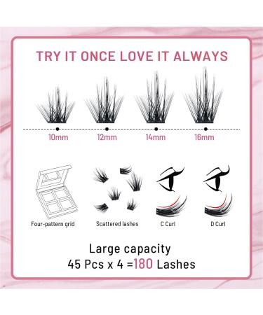 180 Pcs Cluster Lashes DIY Eyelash Extensions - Attraction D-10-16 Mix - Easy to Apply Individual Lashes for Home Use - Buy Online on GoSupps.com