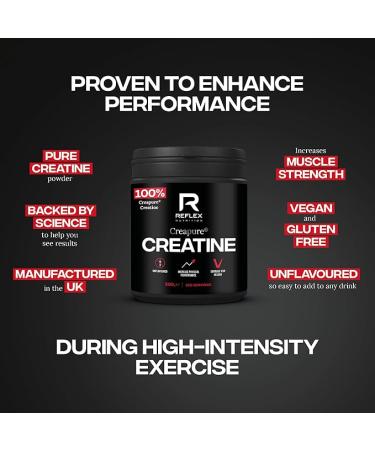 Reflex Creapure Creatine Powder (500g) - Vegan-Friendly Supplement - Buy Online on GoSupps.com