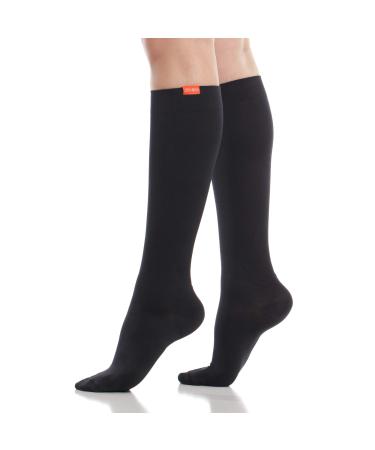 Vim & Vigr Moisture Wicking Nylon Compression Socks 20-30mmHg Medical Grade Black Solid Color Size S/M