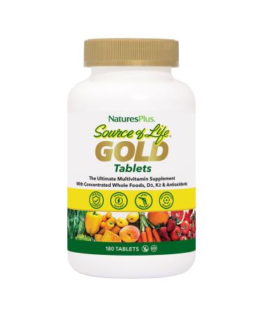 NaturesPlus Source of Life Gold Multivitamin - 180 Tablets - with Vitamins D3 & B12 - Blood Bone & Immune Support - Vegetarian & Gluten Free - 60 Servings