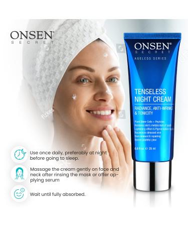 Onsen Secret Wrinkle Repair Tenseless Night Face Cream - Dermatologist Recommended Anti-Wrinkle, Radiance and Tonicity Cream - Anti Aging Ultra Boost Facial Creme for Dry Skin & Age Spots (0.8 Fl Oz) 0.8 Fl Oz (Pack of 1) - Buy Online on GoSupps.com