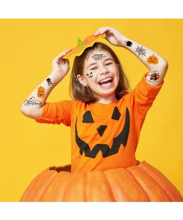 Whaline Halloween Temporary Tattoos - 270+ Waterproof Tattoo Stickers for Boy Girl Party Favors - Pumpkin Witch Ghost Bat Designs - Face Arm Body Decorations - Buy Online on GoSupps.com