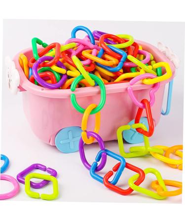 Ibasenice 175 PTH Geometric Chain Buckle Baby Rings Toy - 5 Colorful Toddler Chain Play Set for Crib 5.5x5.5cm - Buy Online on GoSupps.com