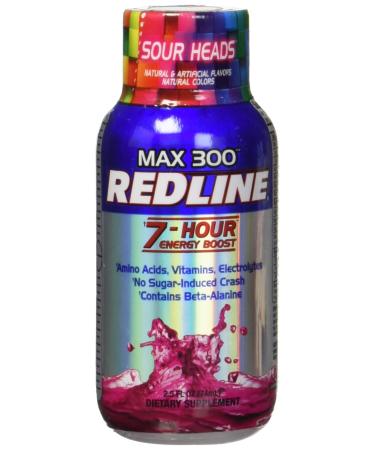 VPX Redline Power Rush 7-Hour Energy Max 300 Supplement, Sour Heads, 2.5 Ounce (Pack of 12)