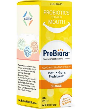 ProBiora Orange Chewable Probiotic Tablets | Oral-Care Supplement for Healthier Teeth and Gums | Fresher Breath and Whiter Teeth | 30 Count Pack - Buy Online on GoSupps.com