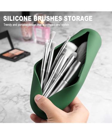 Fvion Travel Make-Up Brush Holder | Portable Silicone Cosmetics Organizer (Green) - Ideal for Travel - Buy Online on GoSupps.com