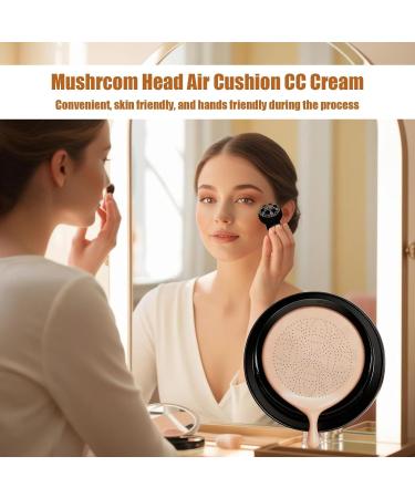 Foundation Cushion Moisturizing Concealer BB Cream Face Makeup Foundation Brighten Long-Lasting Waterproof Even Skin Tone Mushroom Head Air Cushion CC Cream (Ivory white) - Buy Online on GoSupps.com