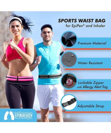 EpiPen Waist Belt with Medical Alert Tag EpiPen Fanny Pack Sports Outdoors Epipen Case for Walking or Running - Fits EpiPen and a M.D.I. Inhaler (Steel Gray) - Buy Online on GoSupps.com