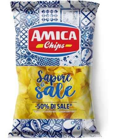  Italian Gourmet E.R. Amica Sapore di Sale Classic Potato Chips - Classic Potato Flavour - Salt Flavour with 50% Less Salt - Gluten Free Snacks with Sunflower Oil - 12 x 175g + Italian - Buy Online on GoSupps.com