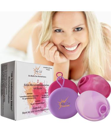 Menstrual disc / menstrual cup made of medical silicone - BPA -free and environmentally friendly - ideal for sports swimming - set with 2 periods of the size S + L and 2 storage bags