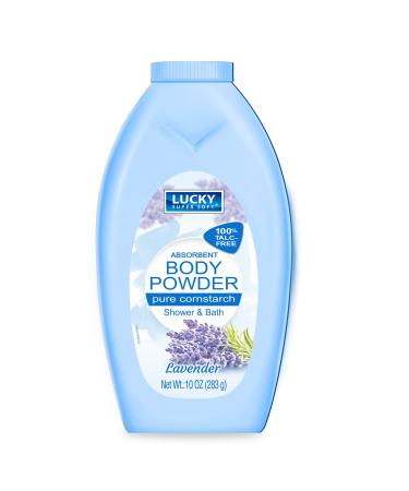 Lucky Super Soft Cornstarch Body Powder  Lavender  10 Ounce