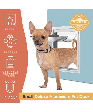 Hakuna Pets Deluxe Aluminum Pet Door for Screens, Doors & Walls up to 2.76 Thick - Small (Up to 20 lbs) - White - Buy Online on GoSupps.com