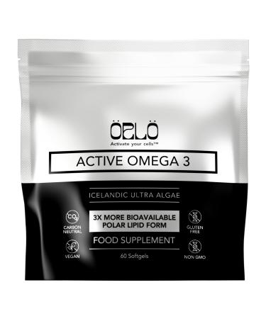 Orlo Vegan Omega 3 Algae Oil 1000mg - Natural Icelandic Nordic Omega-3 EPA & DHA Supplement - Fish Oil & Krill Alternative for Heart & Brain 60 Easy-to-Swallow Burpless Mini Softgels 60 Softgels (1 Pack)
