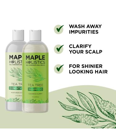 Tea Tree Shampoo and Conditioner Set - Sulfate-Free Dry Scalp Care - Pure Tea Tree Oil - 8 Fl Oz - Buy Online on GoSupps.com