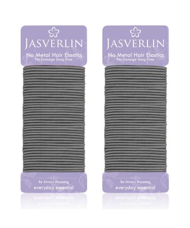 JASVERLIN Small Hair Ties Hair Elastics  Snag Free No Metal Elastic Hair Bands for Girls Women Men  Thin Ponytail Holders Hair Accessories Suit Fine to Medium Curly Hair 2mm 80 Pcs (Gray)