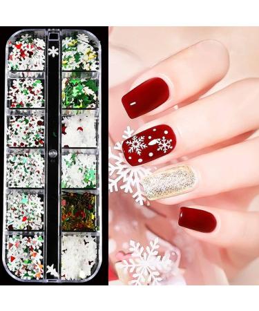 12 Grid Snowflake Nail Sequins Art Holographic Christmas Nail Jewelry Decoration - Buy Online on GoSupps.com