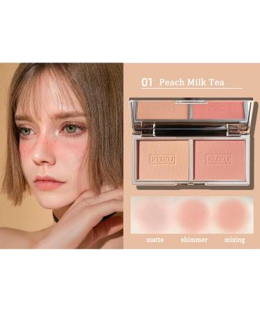 Matte and Shimmer Blush Palette with Mirror and Brush - Long-Wearing Natural-Looking Cheek Tint - 01 (1g) - Buy Online on GoSupps.com