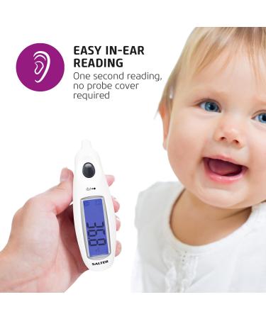 Salter TE-150-EU Ear Digital Thermometer | Jumbo LCD Display | 10 Memory Recall | For Babies, Children & Adults | Fever Alarm | One Second Temperature Readings | Measure in C & F - Buy Online on GoSupps.com