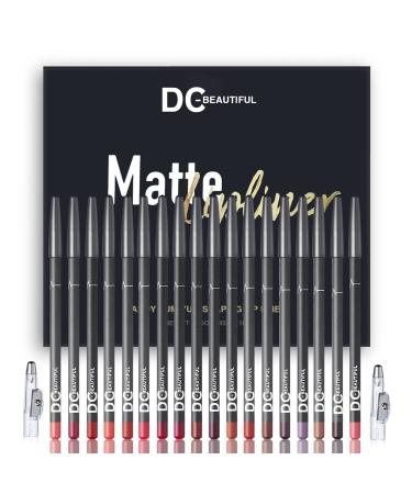 DC-BEAUTIFUL 18 Colors Lip Liners Pencil Set with 2 Pencil Sharpeners, Premium Waterproof Smooth Lip Pencils, Long Lasting Matte Makeup Lipliners(2022 Upgraded) style-1