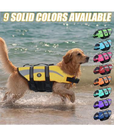 Emust XXL Dog Swimming Vest - Ripstop Large Dog Life Jacket with Double Rescue Handles - Ideal for Pool & Water Activities - Yellow - Buy Online on GoSupps.com