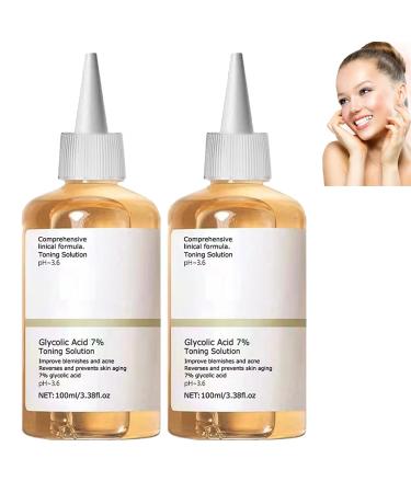 Glycolic Acid 7% Toning Resurfacing Solution Glycolic Sour 7% Toner Moisturize & Strengthen Skin Exfoliating Glycolic Acid 7% Toning Solution Glycolic Acid Toner Skincare Hyaluronic Acid Serum 100ML*2