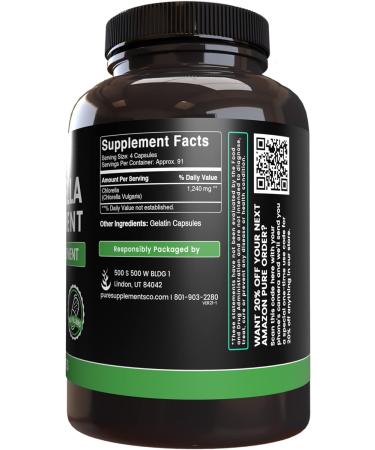 Chlorella 1240mg (365 Capsules) - Pure Original Ingredients | Lab Verified, No Magnesium or Rice Fillers - Buy Online on GoSupps.com