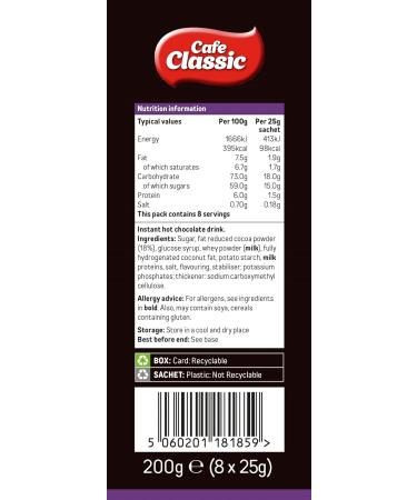 Cafe Classic Instant Hot Chocolate 64 sachets (Case of 8 x 8 sachets) - Buy Online on GoSupps.com