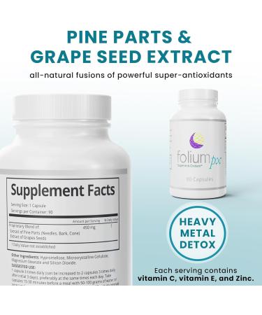 Folium pX Pure Pine Tree Parts & Grape Seed Extract | Body Cleanse & Metal Detox Support - Buy Online on GoSupps.com
