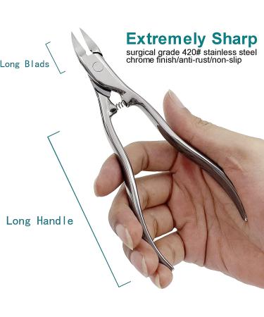 VOGARB 5pcs Large Nail Clippers Set - Professional Podiatrist Pedicure Tool for Thick/Ingrown Nails - Long Handle Trimmer for Seniors - Heavy Duty Wide Opening Cutter - Buy Online on GoSupps.com