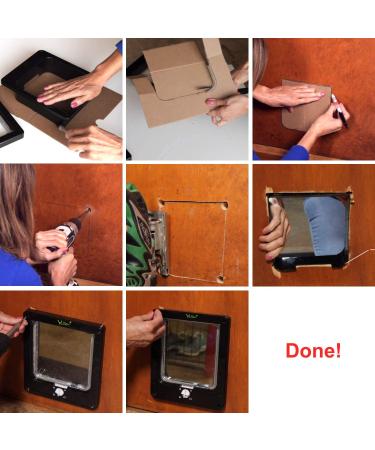 Ycozy XL 4-Way Locking Cat Door for Interior/Exterior Doors - Weatherproof Flap for Kittens & Dogs | Easy Install on Door/Wall/Window - 9.0 x 7.9 (Brown) - Buy Online on GoSupps.com