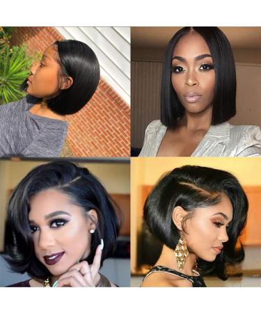 Geeta 13x4 Lace Front Brazilian Virgin Human Hair Bob Wig - 10 Inch Straight Natural Color | 180 Density Short Bob Wig - Buy Online on GoSupps.com
