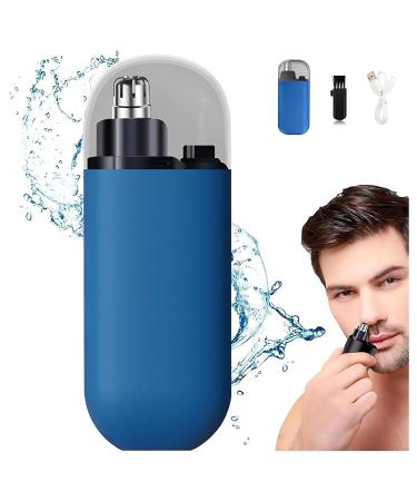 Portable Nose Hair Trimmer - 2024 New Electric Ear and Nose Trimmer for Men and Women Rechargeable Nose Ear Hair Removal Clippers Eye brow Hair Remover Razor Cutter Ear Nose Hair Removal Kit (Blue)