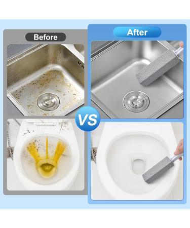 Toilet Pumice Stone with Handle - Pumice Stone Brush Toilet Bowl Clean Brush with Handle Powerfully Cleans Away Limescale Stain Hard Water Rings Calcium Buildup Iron Klufo - Buy Online on GoSupps.com