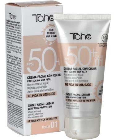 Tahe Sun Protection Face Cream with Color S.P.F 50+ 50 ml (No.01) - Buy Online on GoSupps.com
