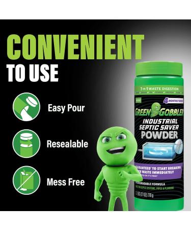 Green Gobbler Septic Tank Treatment Powder | 7-in-1 Waste Digestion | 4 Month Supply - International Shipping Available - Buy Online on GoSupps.com