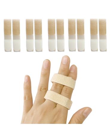 Jrery-KEY Finger Buddy Wraps 10 PCS Buddy Straps for Finger Loops for Broken Finger/Injured Finger/Arthritis Reusable Finger Buddy Straps Used for Pinky Ring Index Middle Fingers 10 pack beige - with padded
