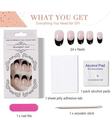 Canvalite Black Almond Press On Nails - 24 Nail Kit | Reusable Fake Nails - Buy Online on GoSupps.com