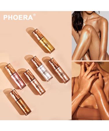 PHOERA Body Shimmer Oil Waterproof Long Lasting Moisturizing Body Luminizer Glow Body Illuminator Highlighter for Face with Makup Bursh 1oz/Jars (2PCS 101 Rose Gold) - Buy Online on GoSupps.com