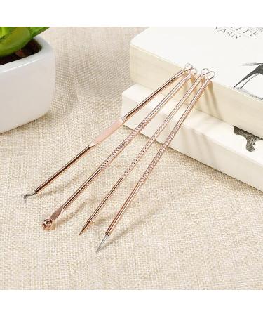 Blackhead Remover Kit 4 PCS | Comedone Extractor Tool Set for Acne Removal | Stainless Steel | Gold Finish - Buy Online on GoSupps.com