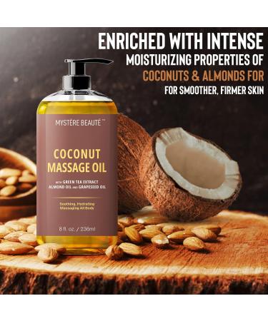 Coconut Massage Oil - Therapeutic Skin Hydrating & Revitalizing Oil for Massage Therapy | Soothing Relief & Aromatherapy - 8 fl oz - Buy Online on GoSupps.com