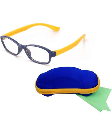 Children's Glasses Frame Without Prescription - Clear Lens for Boys & Girls Ages 5-12 | Dark Blue Glasses Case Included - Buy Online on GoSupps.com