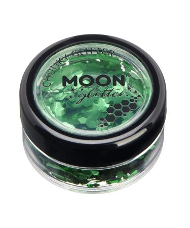 Classic Chunky Glitter by Moon Glitter - Green - Cosmetic Festival Makeup Glitter for Face Body Nails Hair Lips - 3g - Buy Online on GoSupps.com